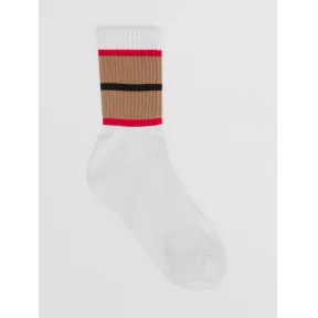 博百利/Burberry 条纹装饰弹力混纺棉袜 (白色) 80496331