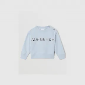 博百利/Burberry 刺绣徽标棉质运动衫 (冰蓝色) - 儿童 80499641