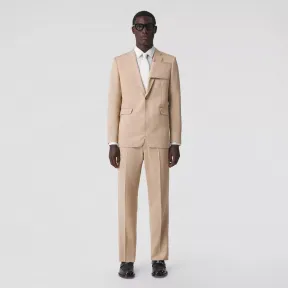 博百利/Burberry 经典剪裁羊毛量裁长裤 (柔黄褐色) - 男士 80518771