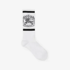 博百利/Burberry 马术骑士提花功能性提花弹力棉袜 (白色 / 黑色) 80639071