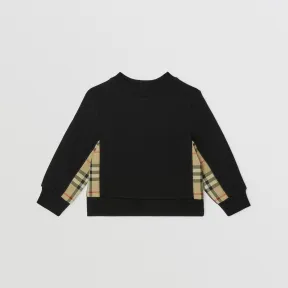 博百利/Burberry Vintage 格纹裁片棉质运动衫 (黑色) 80646631