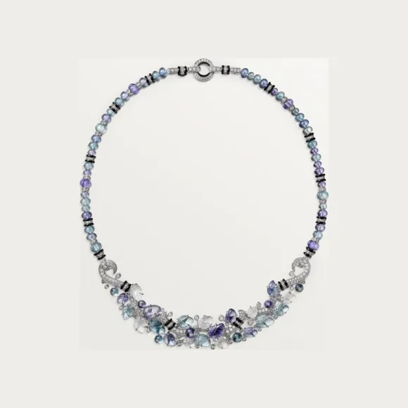 卡地亚/Cartier H7000170 镌刻宝石项链 18K白金 白金 海蓝宝石 坦桑石 月长石 缟玛瑙 钻石 