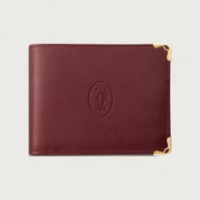 卡地亚/Cartier L3001368 - Must de Cartier硬币/钞票/信用卡皮夹 酒红色 小牛皮 - 酒红色小牛皮 金色饰面