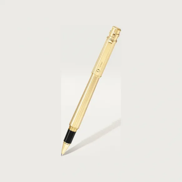 卡地亚/Cartier OP000120 Santos de Cartier滚珠笔 大号款 雕刻金属 镀金饰面 