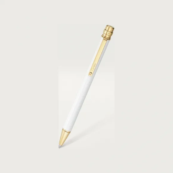 卡地亚/Cartier OP000149 - Santos de Cartier圆珠笔 - 小号款 白色亮漆 镀金饰面