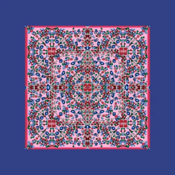 卡地亚/Cartier OS000050 “Tutti Frutti水果锦囊”风格方巾 90 粉红色斜纹真丝 