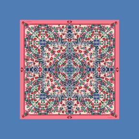 卡地亚/Cartier OS000052 “Tutti Frutti水果锦囊”风格方巾 90 桃红色斜纹真丝 