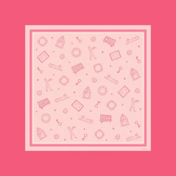 卡地亚/Cartier OS000091 Diabolo de Cartier披肩 羊绒和粉色真丝 