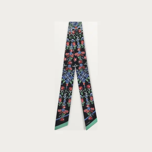 卡地亚/Cartier OS000094 “Tutti Frutti”水果锦囊风格Bandeau细丝巾 黑色斜纹真丝 