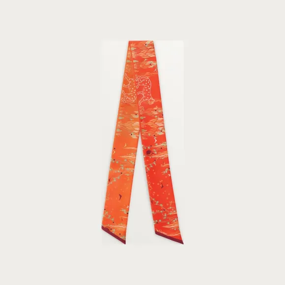 卡地亚/Cartier OS000098 猎豹花园细丝巾 橙色斜纹真丝 