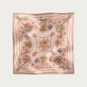 卡地亚/Cartier OS000250 - Jewellery Palm Trees图案90方巾 - 浅粉色斜纹真丝