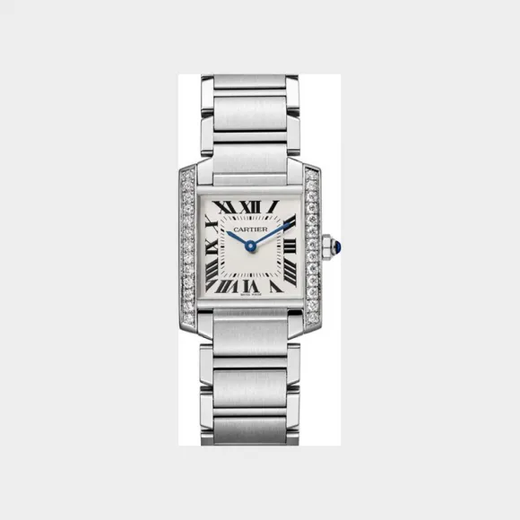 卡地亚/Cartier W4TA0009 Tank Française腕表 中号款 精钢 石英 中号表款 石英机芯 精钢 钻石 