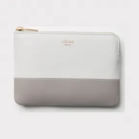 思琳/Celine  Solo白色和石英色双色光滑小羊皮零钱与信用卡链条包 106013XTM.01WQ