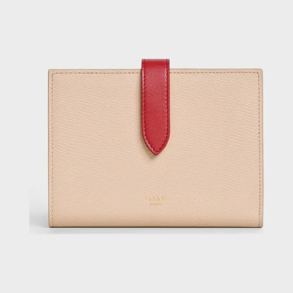 思琳/Celine 女士 中号双色粒面小牛皮饰带钱包 10B643BRU.03NJ