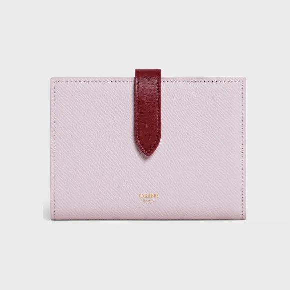 思琳/Celine 女士 双色珠地小牛皮中型Strap银包 - 牡丹红 / 胭脂红 10B643BRU.24YC