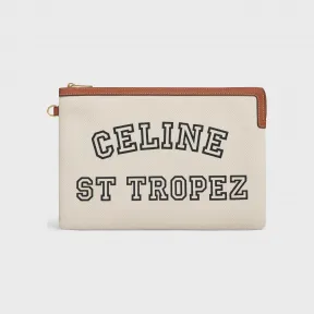 思琳/Celine 女士 带 Celine St Tropez 印花和小牛皮织物带肩带的小号手袋 - 自然色/棕褐色 10E632DGX.02NT