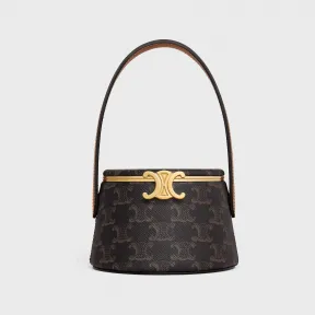 思琳/Celine 女士 TRIOMPHE标志印花羊皮革和牛皮革圆形化妆盒 111353EWI.04LU