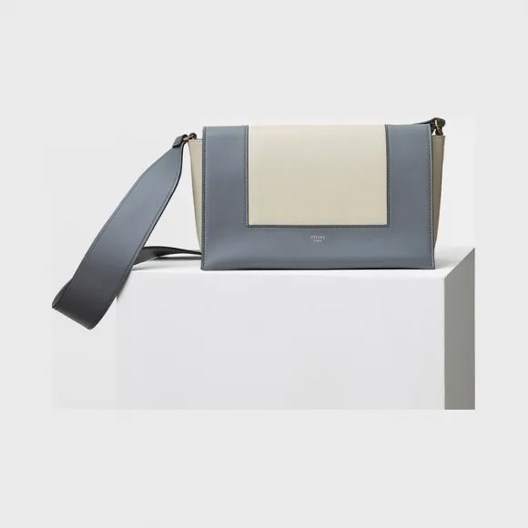 思琳/Celine  Frame中号妆墨灰和亚麻色亮泽光滑小牛皮肩背包 180263AQO.10KN