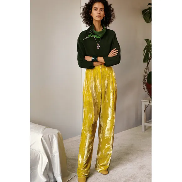 思琳/Celine  墨绿色中厚真丝绉绸拉链上衣 20BM76740.31XB