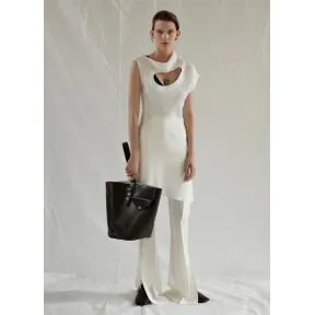 思琳/Celine  米白色双面人造丝Sable无袖上衣 20CB87577.01OW