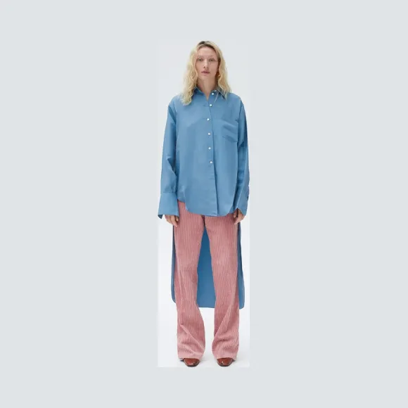 思琳/Celine  人造丝斜纹布不对称衬衫 20CW47594.06BL