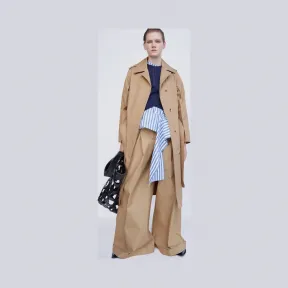 思琳/Celine  浅灰褐色科技棉阔腿裤 21N856771.03FC