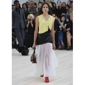 思琳/Celine  荧光白透明针织百褶裙 22P43321A.01OP