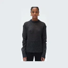 思琳/Celine  炭灰色轻盈马海毛圆领毛衫 23ET3804A.10AN