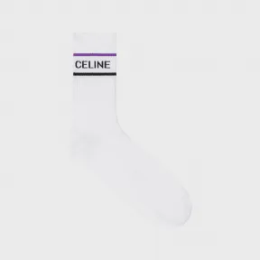 思琳/Celine 男士 CELINE条纹棉袜 - 白色/海军蓝 2A00Q035N.01WN