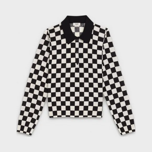 思琳/Celine 男士 格子印花羊毛Polo衫 2A364997D.38OW
