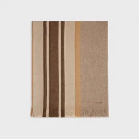 思琳/Celine 女士 条纹羊毛毛毯 - 驼色 / 巧克力棕 2AWM1300O.02CL