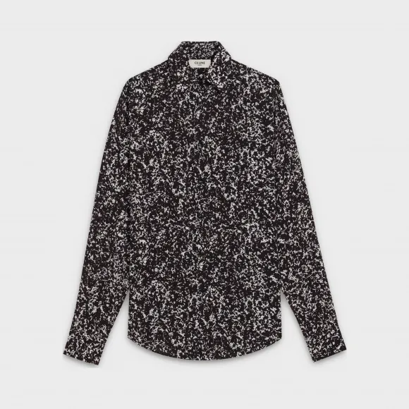 思琳/Celine 男士 药店领大理石纹印花人造丝经典衬衫 2C028371F.38YB