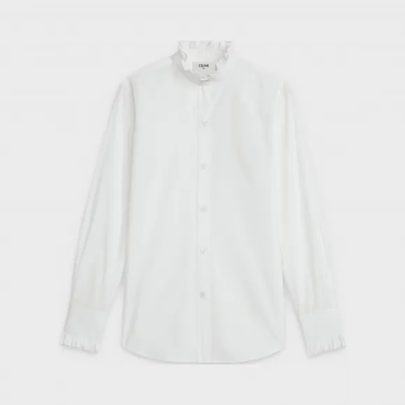 思琳/Celine 女士 棉府绸褶边领经典衬衫 2C159091F.01BC