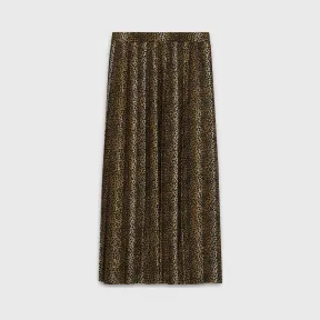 思琳/Celine 女士 豹纹印花斜纹羊毛长款百褶裙 2J075410F.19LE