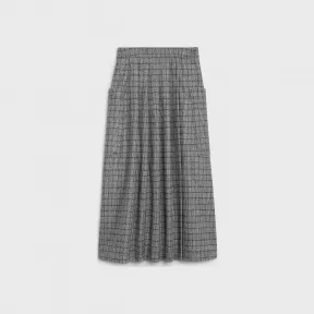 思琳/Celine 女士 法兰绒包覆式中长裙 - 黑色/粉笔白 2J356758O.38CE