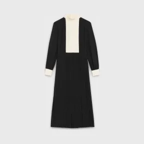 思琳/Celine 女士 饰胸饰SABLÉ羊毛面料长款百褶连衣裙 2R343844C.38NO