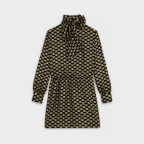 思琳/Celine 女士 提花凯旋图案“花结”领结衣领短款连衣裙 2R380805F.38NG