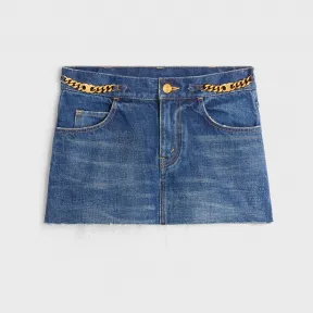 思琳/Celine 女士 CLEAN DARK UNION水洗色迷你牛仔短裙 2S299107P.08DL.24