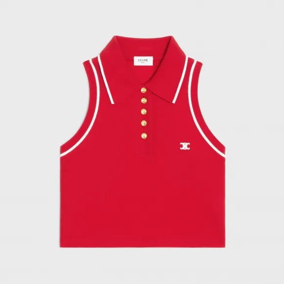 思琳/Celine 女士 TRIOMPHE棉质珠地网眼面料短款POLO衫 2X74D626U.27OW.L