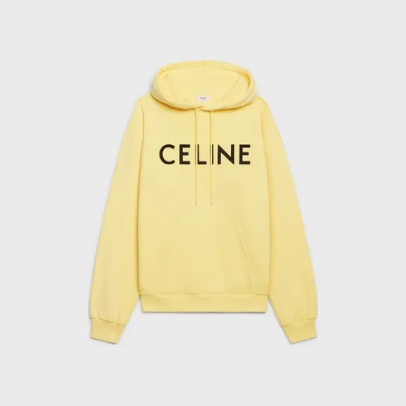 思琳/Celine 女士 CELINE棉质抓毛宽松连帽衫 - 黄色 / 黝黑色 2Y369670Q.11LK