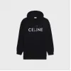 思琳/Celine 男士 艺术家印花棉质抓毛连帽衫 - 黝黑色 / 纯白色 2Y701670Q.38AW