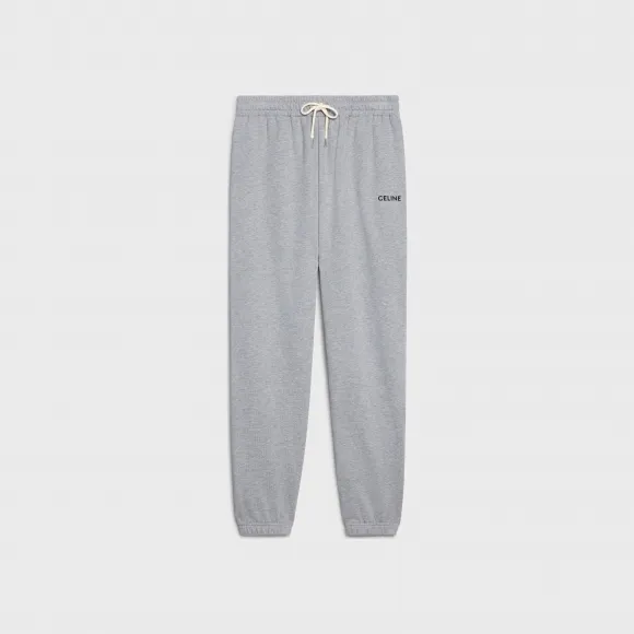思琳/Celine 女士 CELINE棉质抓毛刺绣慢跑裤 - 灰色/米白色 2Z125670Q.09OW