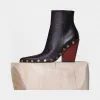 思琳/Celine  Rodeo黑色小羊皮饰钉高跟及踝靴 318533HRNC.38NO