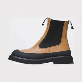 思琳/Celine  CountryBoot驼色小牛皮拼双面剪羊毛皮及踝靴 318893SFBC.04FG