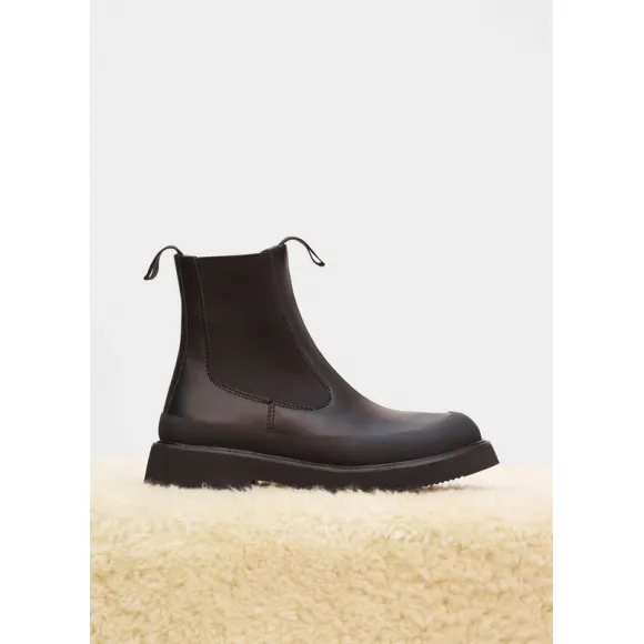 思琳/Celine  CountryBoot黑色小牛皮拼双面剪羊毛皮及踝靴 318893SFBC.38NO