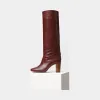 思琳/Celine  Heritage酒红色亮泽小牛皮长靴 319553HHBC.28BD