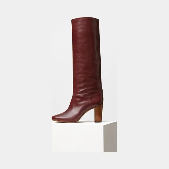 思琳/Celine  Heritage酒红色亮泽小牛皮长靴 319553HHBC.28BD