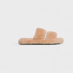 思琳/Celine FUR SLIDES TRIOMPHE羊毛革露趾拖鞋 343553563C.24LP