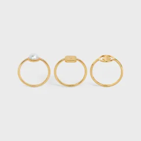 思琳/Celine 女士 SEPARABLES LE 16黄铜和树脂珍珠戒指3枚套装 460HR6PRB.01GI.52