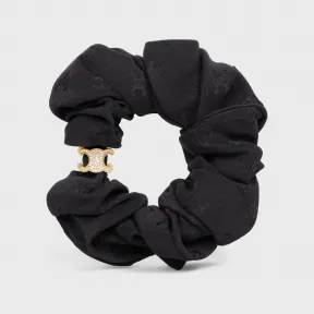 思琳/Celine 女士  SCRUNCHY TRIOMPHE迷你金色饰面黄铜、水晶和黑色桑蚕丝发带 460IJ2BSZ.35OB.TU